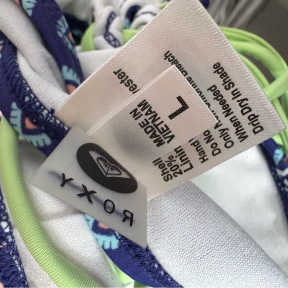 Roxy bikini top paisley print adjustable tassle bead straps corset lace up boho - Picture 6 of 12